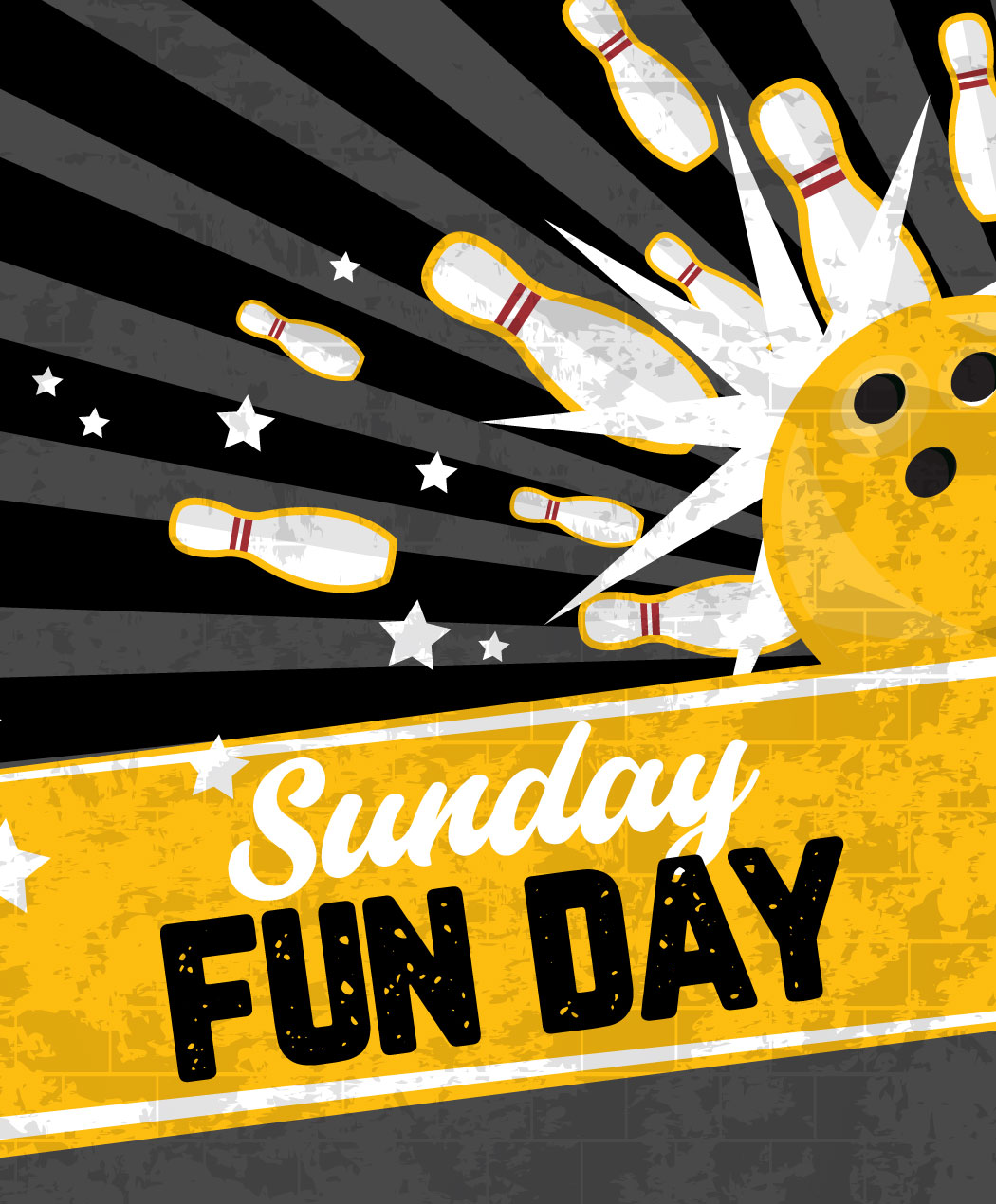 Sunday Fun Day Bowling ball and pins